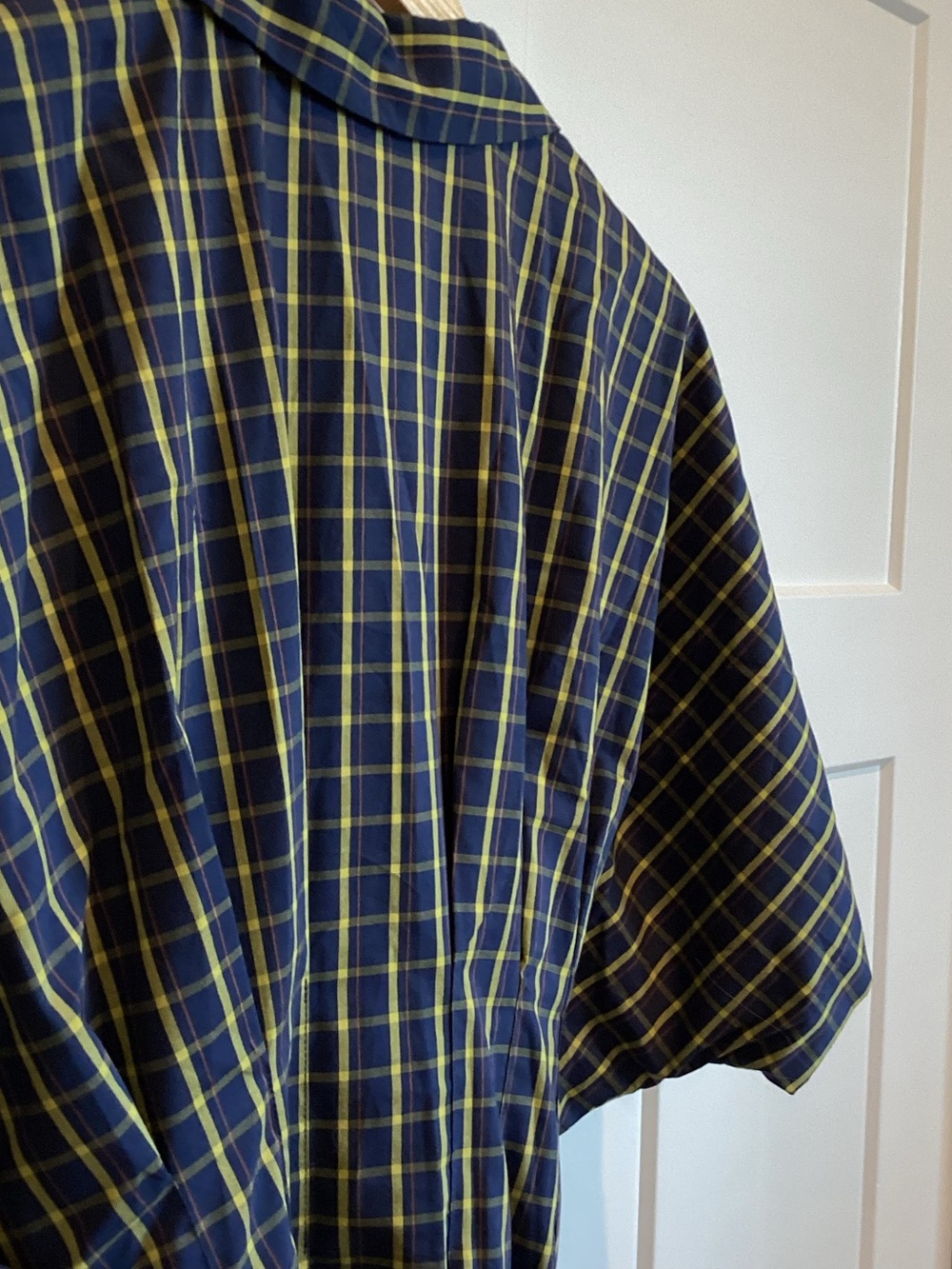 Exquise Tobie Collared Button-Down Mini Shirt Dress Anthropologie Navy Plaid NEW - Picture 11 of 15